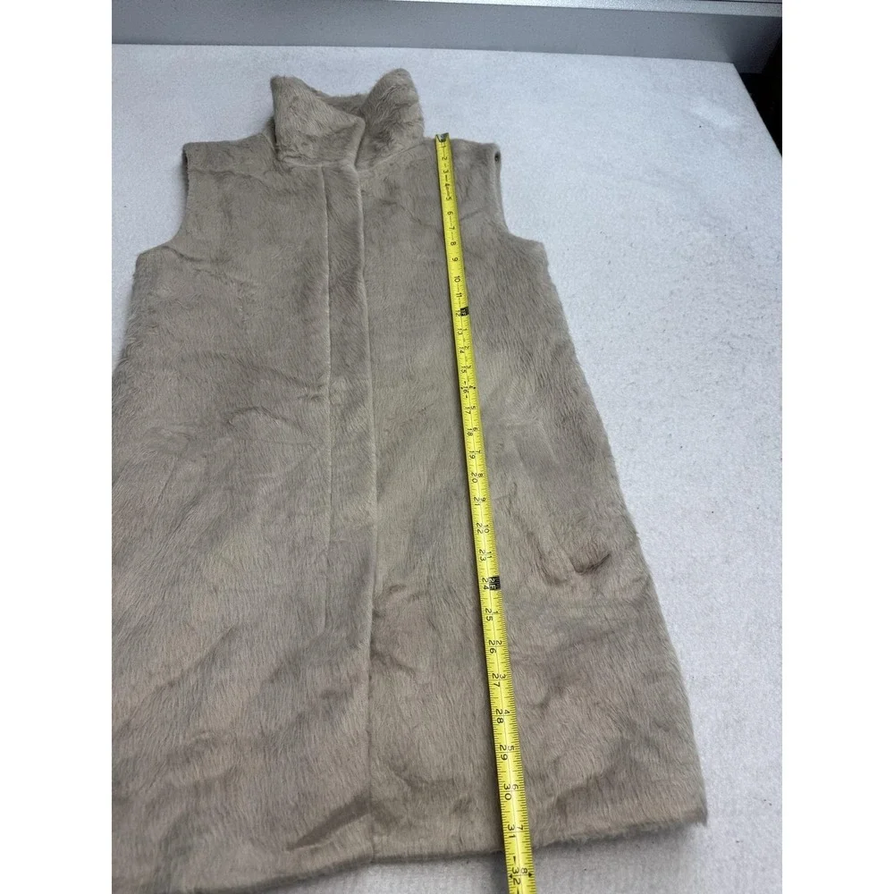 Theory‎ Vest Womens Small Beige Faux Fur Wool Blend Quilted Lined Full Zip